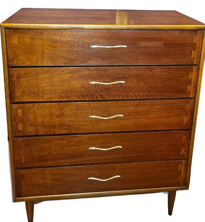 Vintage 60s MCM Acclaim - 5-Drawer Tallboy Dresser – Front facing Dovetails!$1,100